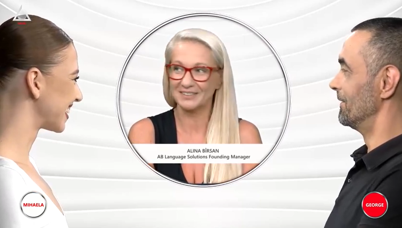 ȘTIU, 14 iulie, ora 20:00, cu Mihaela Măncilă și George Mihalcea. Invitat: Alina Bîrsan, AB Language Solutions Founding Manager