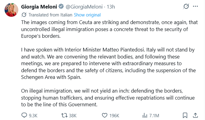 Meloni declaratia