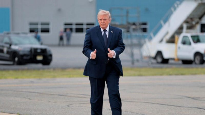 U S President Trump arrives at Morristown Airport