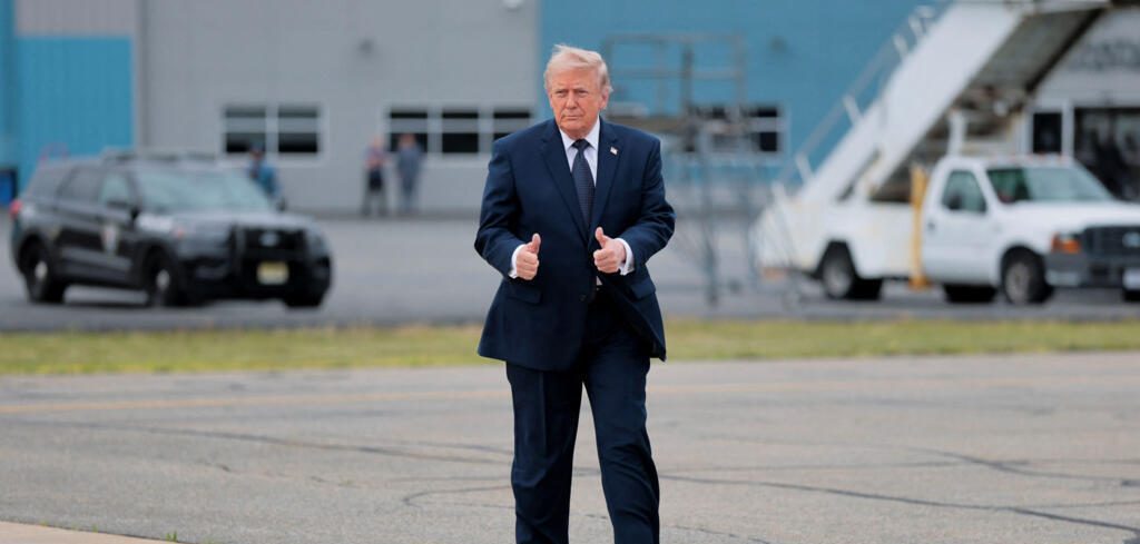 U S President Trump arrives at Morristown Airport