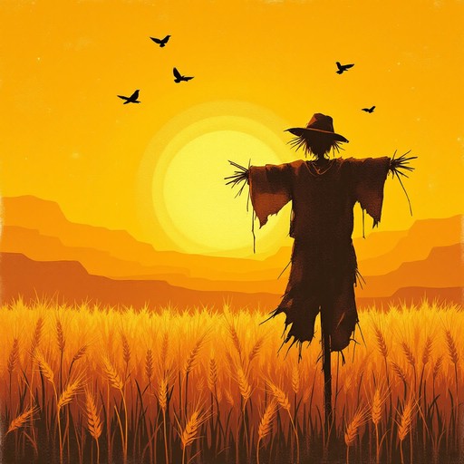 Sunset scarecrow silhouette stockcake