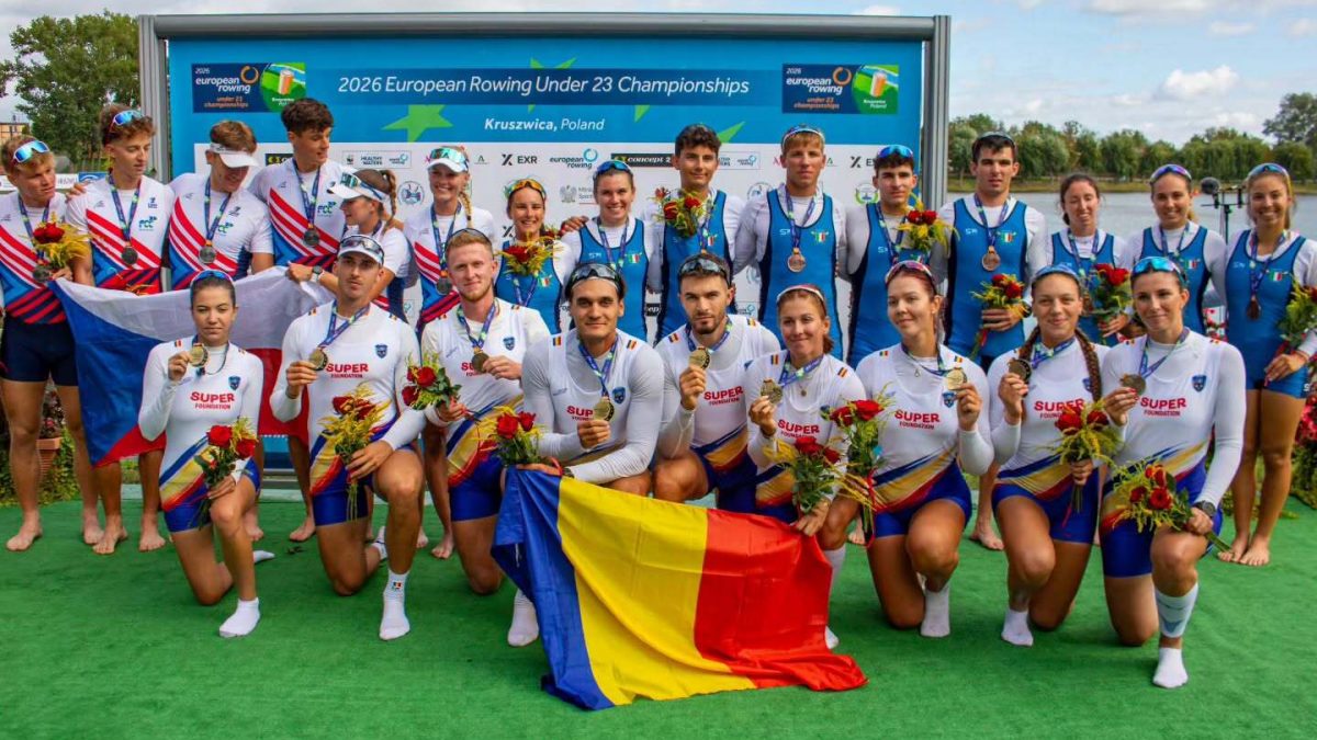 România termină pe primul loc în clasamentul medaliilor de la Campionatele Europene U23 de canotaj de la Kruszwica